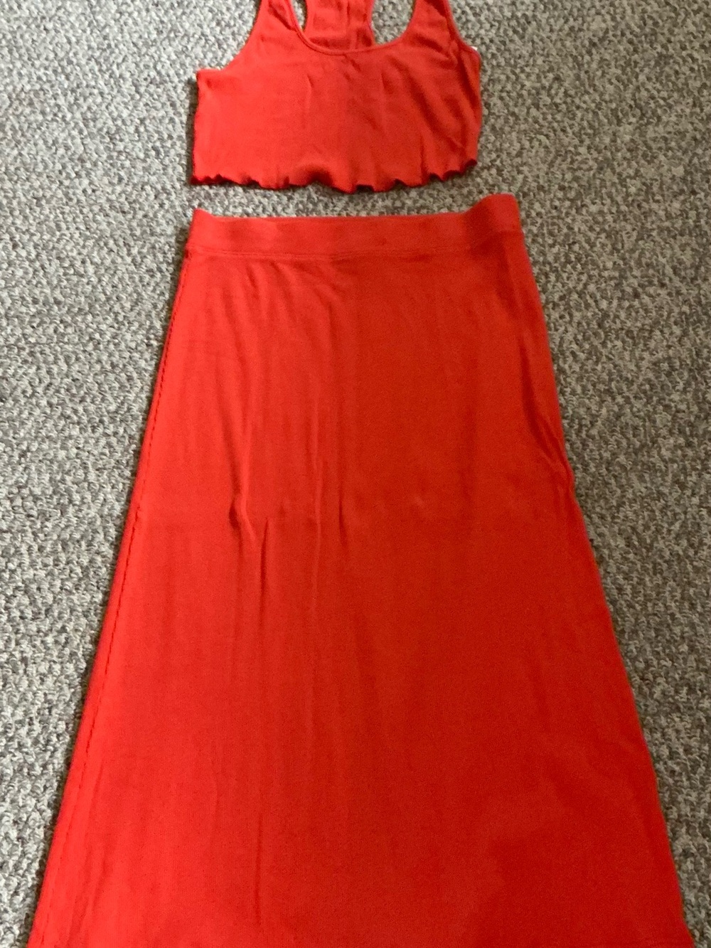 Free People Red Maxi Skirt Set - Crop Tank & A-Line Skirt